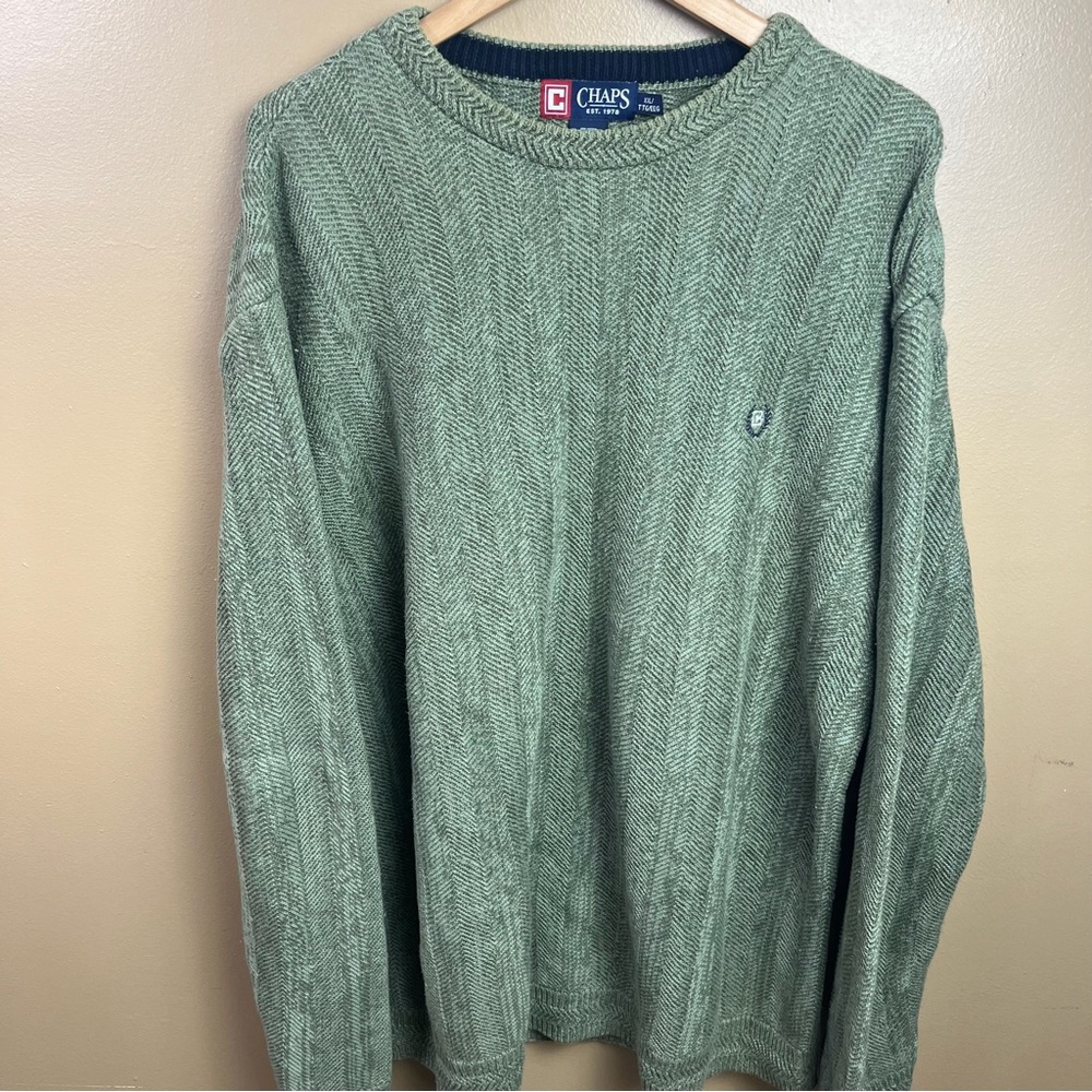 Chaps 100% Cotton Green Grandpa Sweater Men's XXL